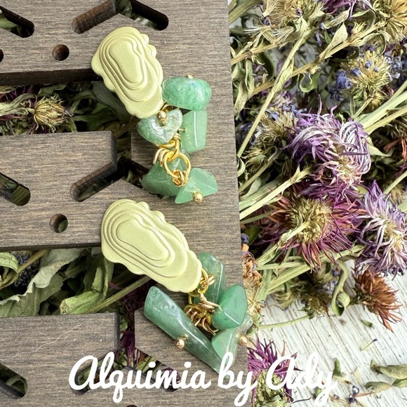Alquimia Green and Gold Earrings - Picture 1 of 3